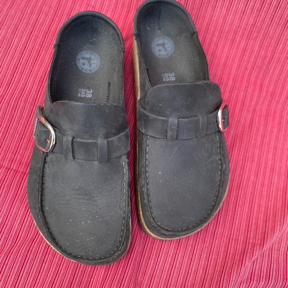 Birkenstock Black Leather Mules with Buckle - Picture 1 of 13